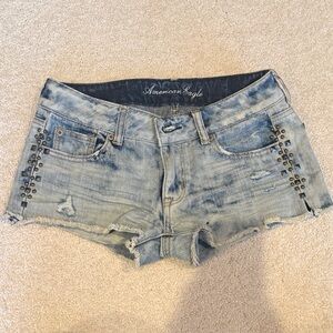 American Eagle Outfitters Light Blue Jean Shorts with Studs